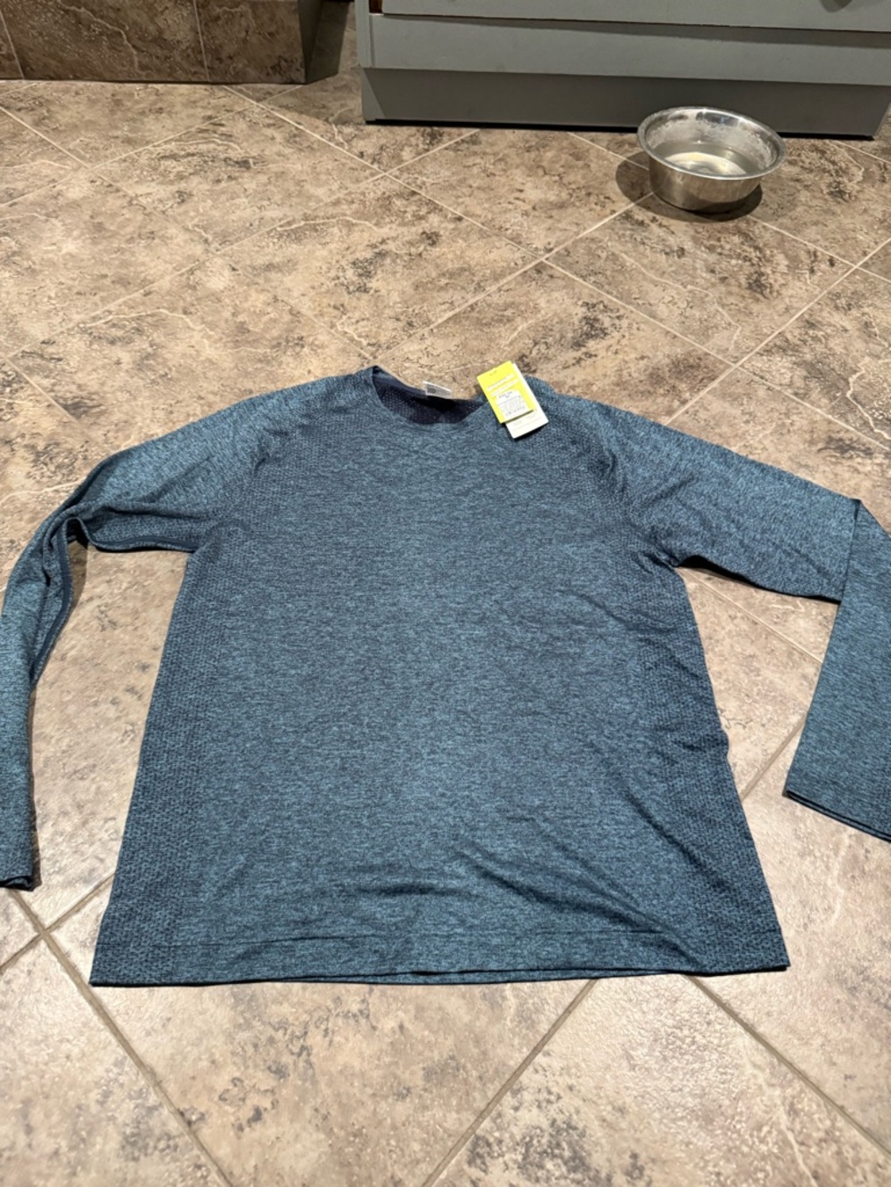 all in motion Men's Long Sleeve Heathered Teal Crew Neck Shirt
